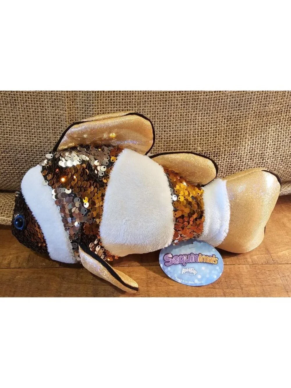 New With Tags ADVENTURE PLANET CLOWN FISH PLUSH FLIP SEQUINS 9” SUPER CUTE!!